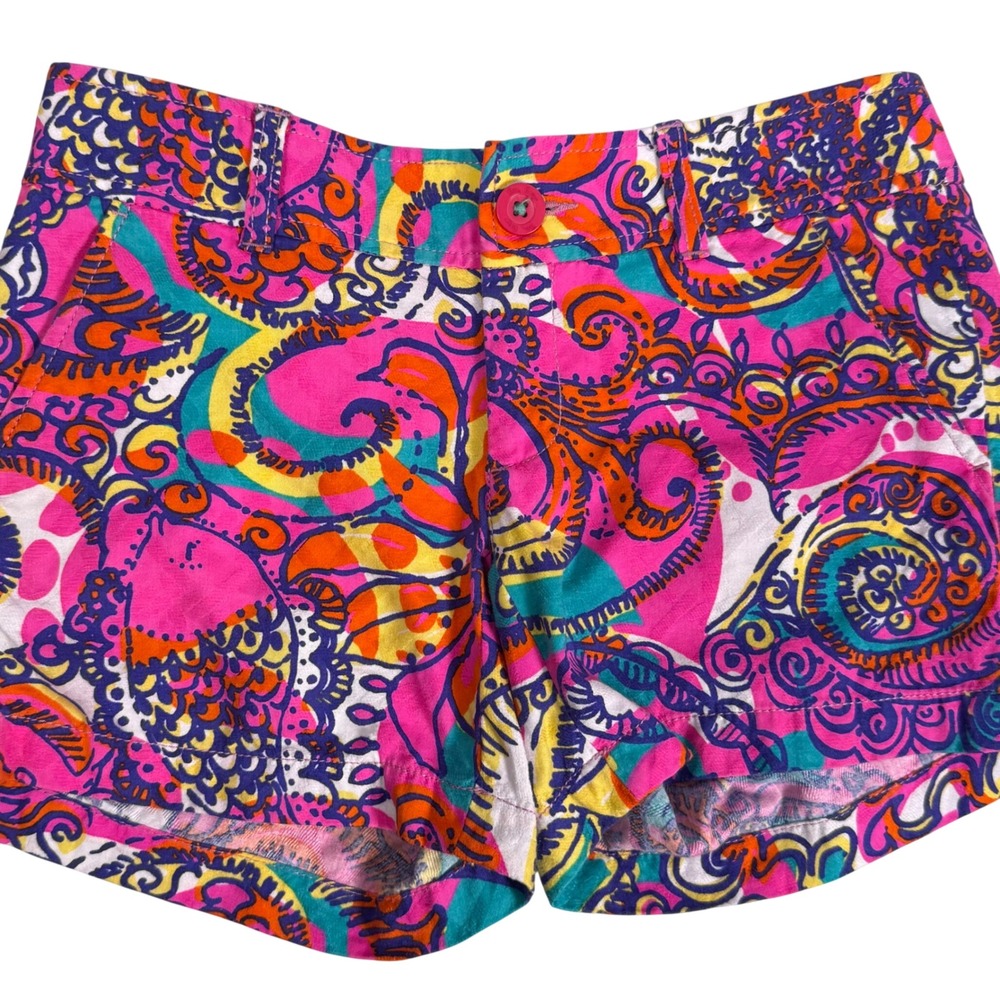Lilly Pulitzer The Callahan Short Sea and Be Seen Pink Paisley Cotton‎ Womens 00